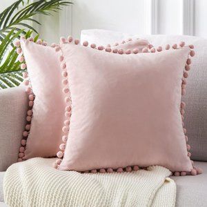 Decorative Throw Pillow Covers 18x18" Soft Particles Velvet Solid Cushion 4PCS